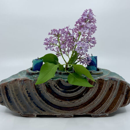 Decorative Stoneware Flower/Candle Block
