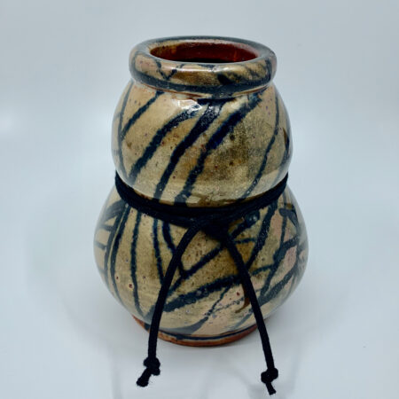 Shino Glazed Gourd Vessel with Cord